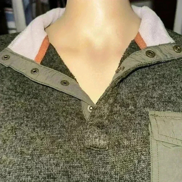 Woolrich women’s Pullover Quarter Button Jacket Top Sz Medium Green Sweater - Picture 6 of 11
